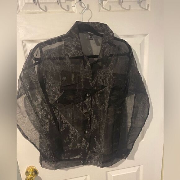 Forever21 black Sheer blouse women’s size small EUC - Picture 4 of 4